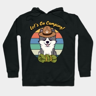 Funny Husky Dog Wants to go Camping Hoodie